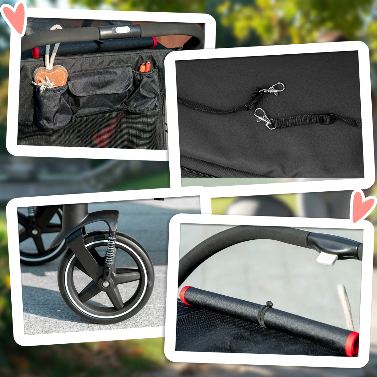 One-Click Foldable Dog Stroller for M, L Dogs, Pet Stroller, Black