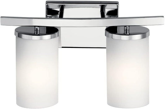 KICHLER Crosby 15" 2 Light Vanity Light Satin Etched Cased Opal Chrome