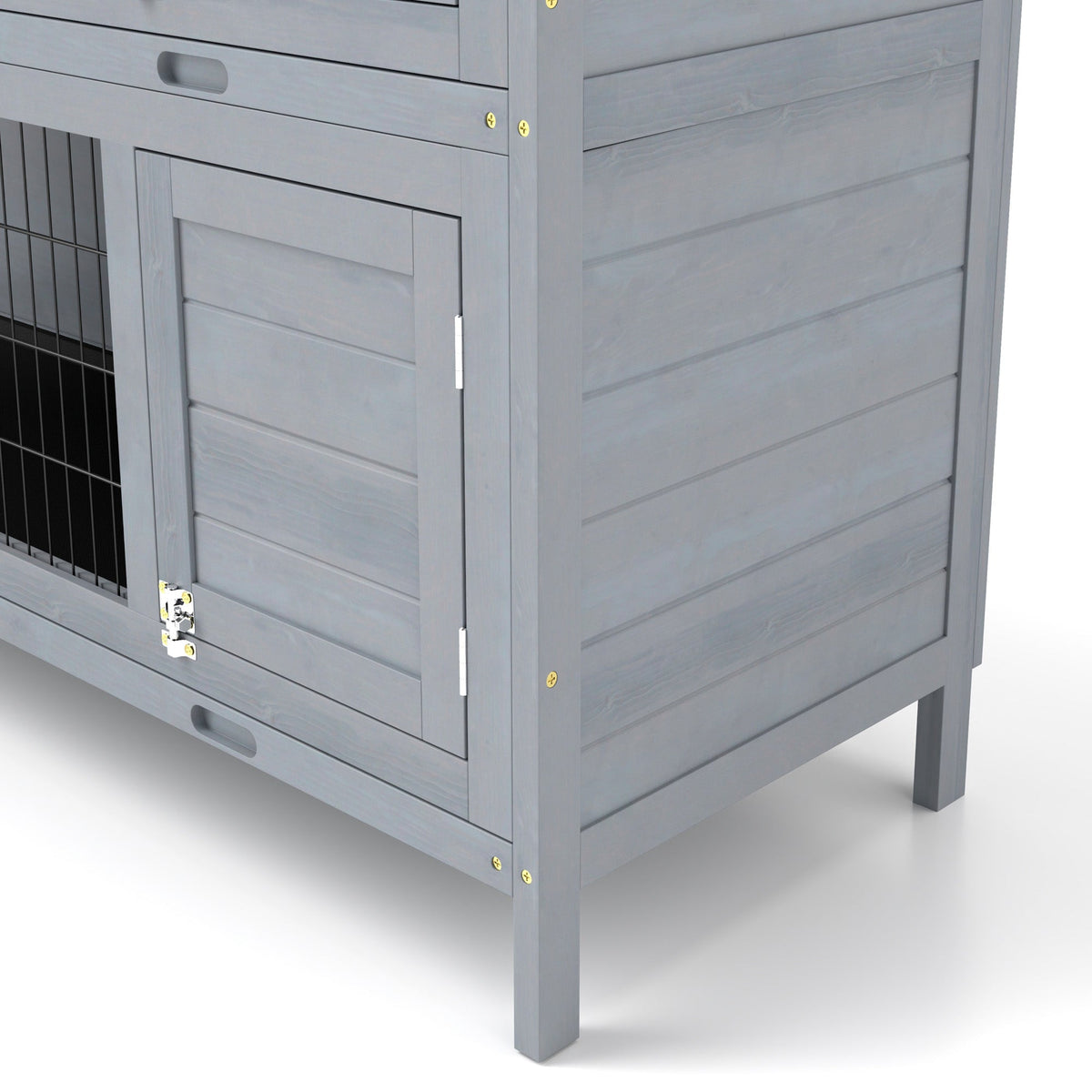 54" 2-Story Large Rabbit Hutch Bunny Cage Wooden Pet House Small Animal Habitat with Lockable Doors, No Leak Tray and waterproof Roof for Rabbits, Chickens, Ducks, Outdoor/Indoor Gray