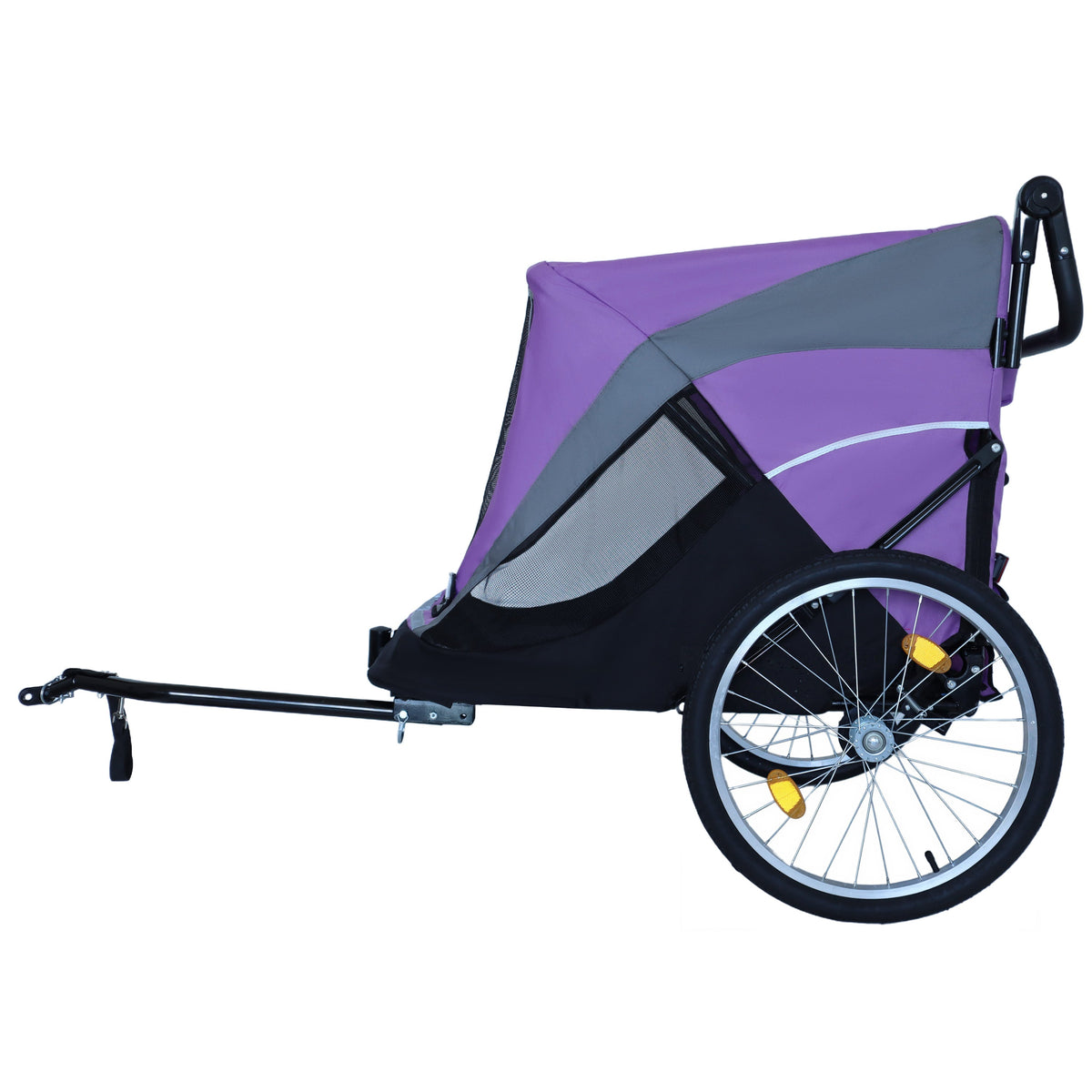 2-in-1 Bike Trailer & Push Cart for Pets - Detachable Bike Hitch & Push Handle Included - Quick Release Wheel, Internal Leash, Dual Cup Pockets and Underneath Storage Bag, Holds Pets Up to 100 lbs
