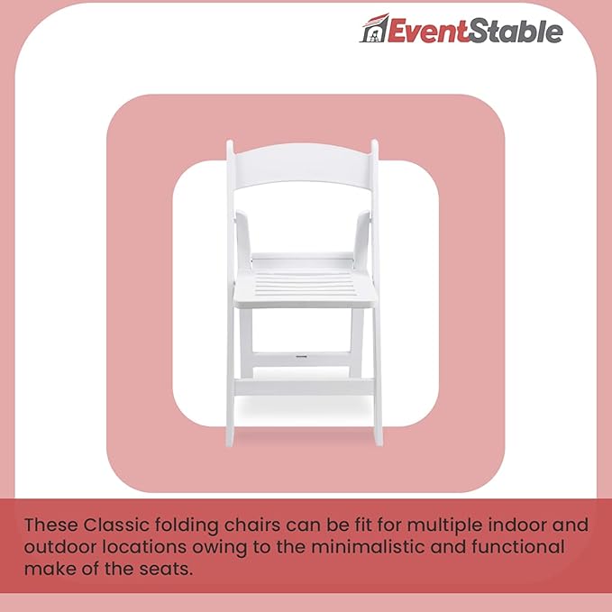EventStable Titan PRO Resin Folding Chair - Indoor/Outdoor Lightweight Chair - Slatted Seat Folding Chair for Weddings Parties Events - 50 Pack