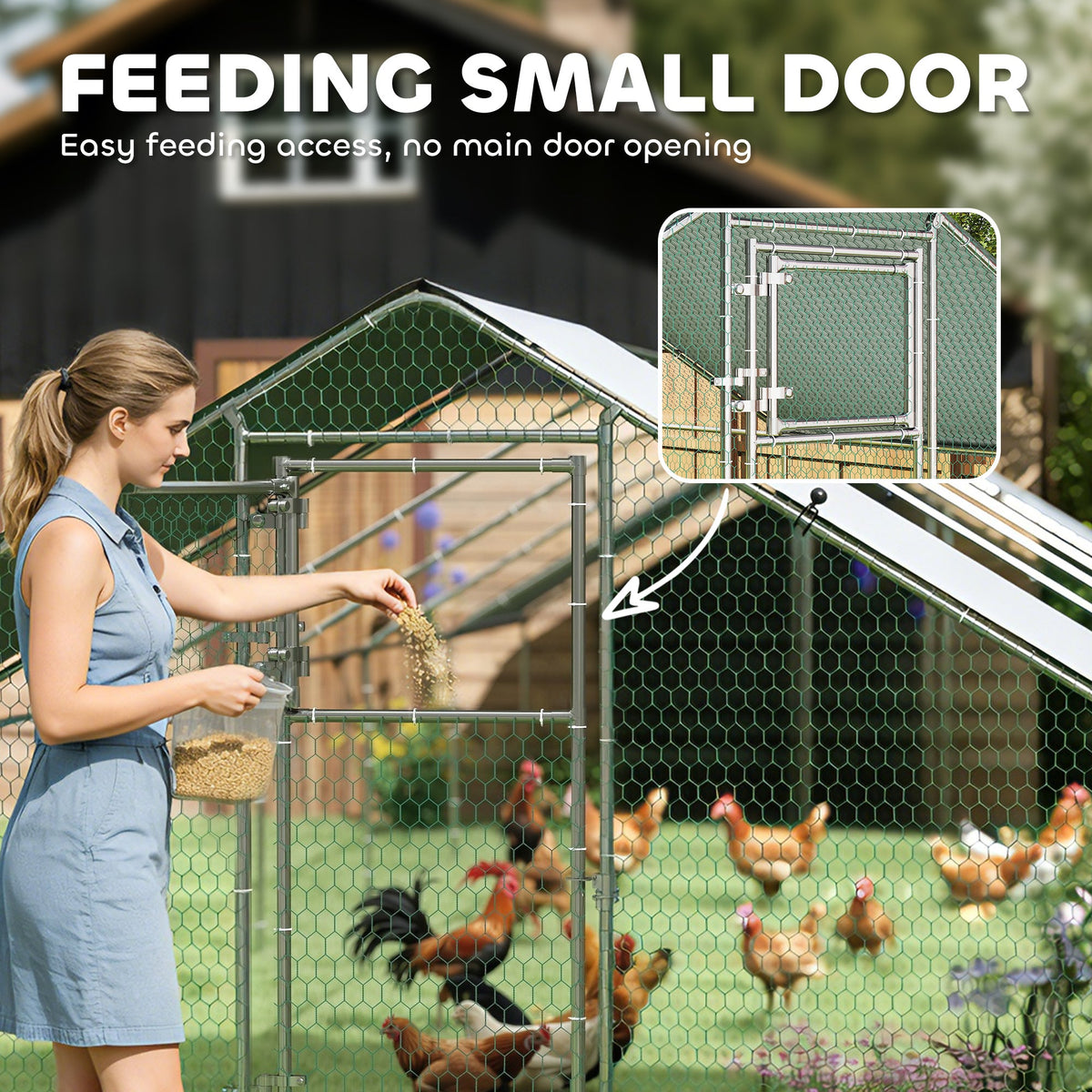 Large Chicken Coop with Waterproof and Anti-UV Cover, Spire Shaped for Outdoor and Yard Farm Use, 39 x 10 x 6.4