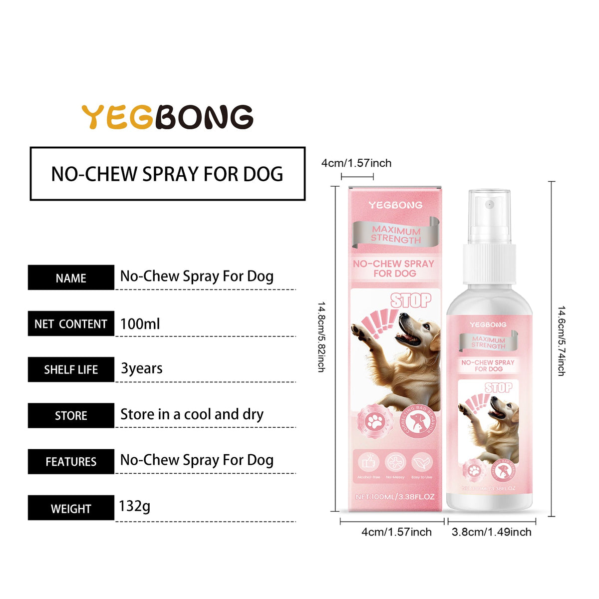 No Chew Spray For Dogs, Anti Chew Deterrent Spray To Stop Pets From Destroying Furniture, Safe With Glycerin & Mint Extract, 100ml