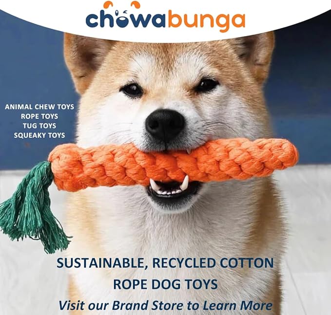 Large Carrot Dog Toy 6.7 Inch Handmade Eco Cotton Rope Dog Toy Carrot Chew Toy for Dogs - Made with Natural, Non-Toxic Dyes - Carrot Toy is Great for Puppy Teething Toys and Cats (Orange)