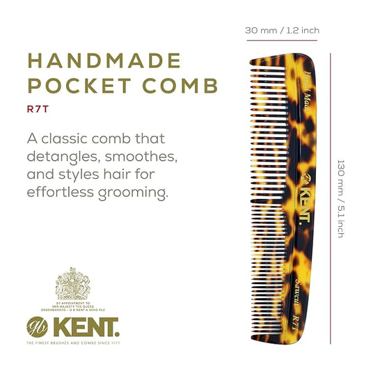 KENT Hair Comb for Men, Handmade Pocket Comb, Fine and Wide Tooth Hair Comb for Grooming and Styling, Sawcut Kent Comb, 2 Pack (Yellow Tokyo)
