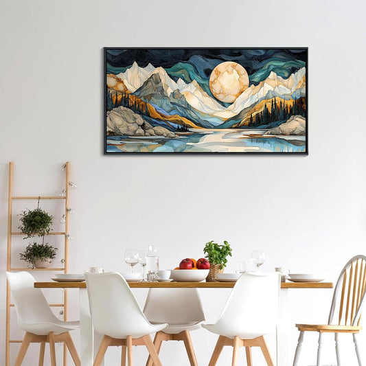 JEAWA Framed Canvas Wall Art - 20x40 Inchs Abstract Painting Decor, Textured Mountain Pictures as Gifts for Friends, Modern Art Prints for Bedroom Living Room Bathroom Home Decoration