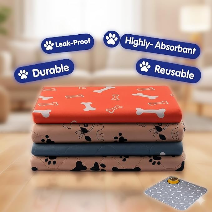 Pee Pads with Pheromones, Elite Pads for Cats, Washable Pee Pads for Dogs, Leak-Proof & Anti-Slip Pet Training Pad for Home & Travel(Brown-B, S: 11.8" × 11.8")