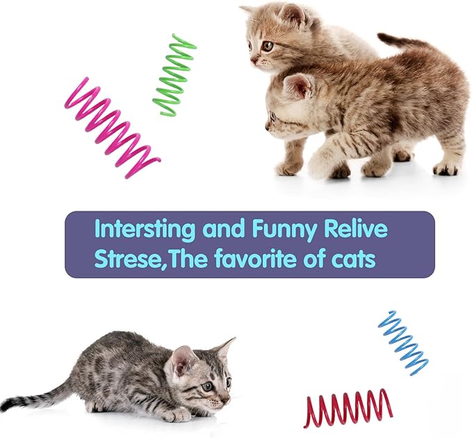 12PCS 12Colors Cat Spring Toys for Indoor Cats, Interactive Coil Springs for Self Play, Durable Heavy Plastic Cat Spiral Spring, Hunting, Biting, Swatting Creative Kitten Toy.