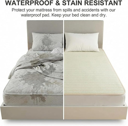 King Size Bed Pads Washable Waterproof, 80"x 78" Soft Reusable Pee Pads for Incontinence, 4-Layer Protectors Absorbent Cotton Underpads Mattress Protectors for Urine Adults, Seniors,Women & Pets