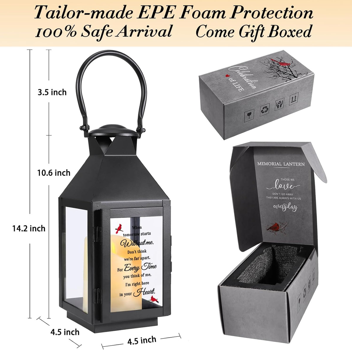 Memorial Lantern, Sympathy Gifts for Loss of Mom/Dad/Loved One, Bereavement Gifts, in Memory of Loved One Lantern,Celebration of Life, Memorial Gifts, Funeral Lantern,When Tomorrow Starts Without me
