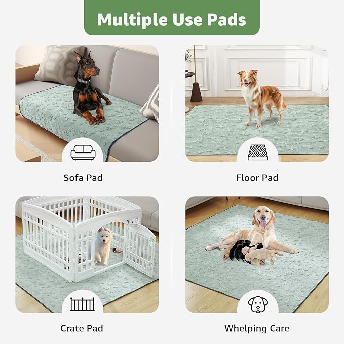 LOOBANI Washable Pee Pads for Dogs: 2 Pack Super Absorbent Reusable Puppy Pads, Leakproof and Waterproof Dog Training Pads Whelping Pads for Potty, Floor, Crate, Couch Bed and Travel, 36"x41"
