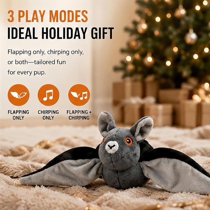 Flying Bat Toy for Dogs & Cats, Flapping Wings Interactive Pet Toy,3 | Flapping bat toy with chirping engages cats and dogs, mimics real flying motion. Cute interactive pet teaser
