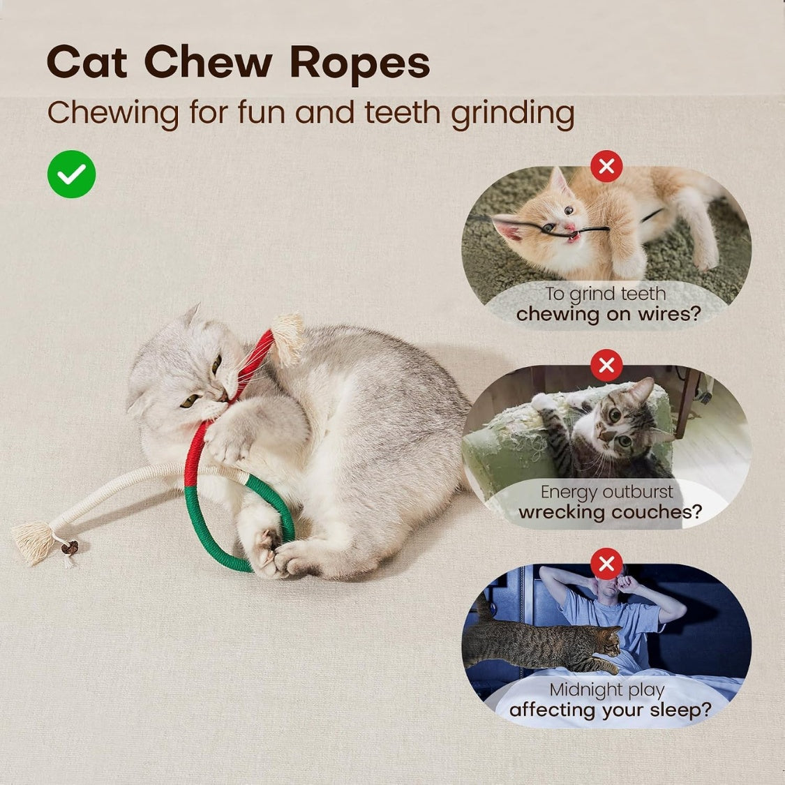 Cat Toys Chew Ropes 3Pcs With Refillable Natural Catnip