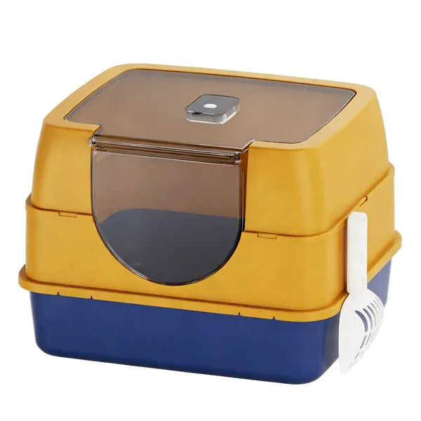 Galaxy Enclosed Orange Cat Litter Box, Sealed To Prevent Odors And Sanding, Stable And Durable, Suitable For Pet Families Worldwide