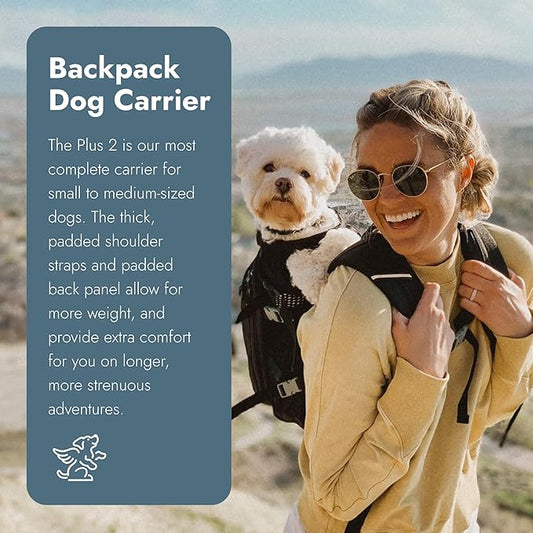K9 Sport Sack Plus 2 - Large, Jet Black - Ideal for Dogs 20-22” Long - Adjustable, Backpack-Style Carrier with Multi-Functional Storage Pack, Thick Shoulder Straps & Padded Back Panel