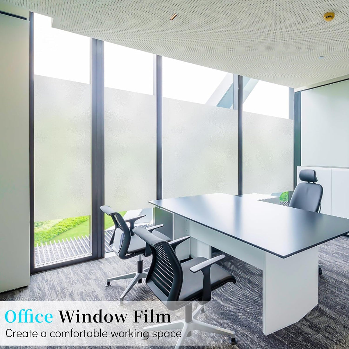 Niviy Frosted Glass Window Privacy Film with Free Installation Tools 23.6 x 118 Inch Static Cling Bathroom Window Frosting Film Day and Night Privacy Windows Cling Home Glass Door Cover