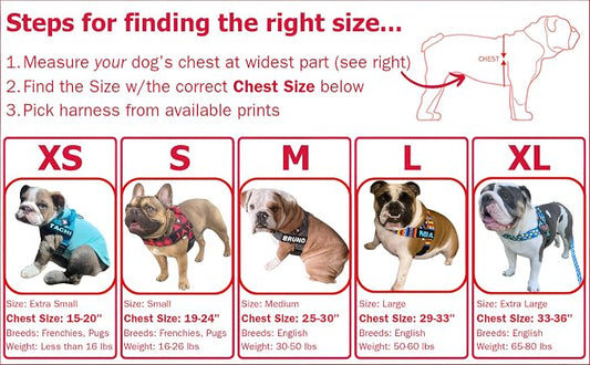 Adjustable Dog Harness– No Pull, No Choke – for English Bulldogs, French Bulldogs, Pugs & Broad-Chested Breeds – Easy, Safe Walks (BLUEWHITE, Medium)