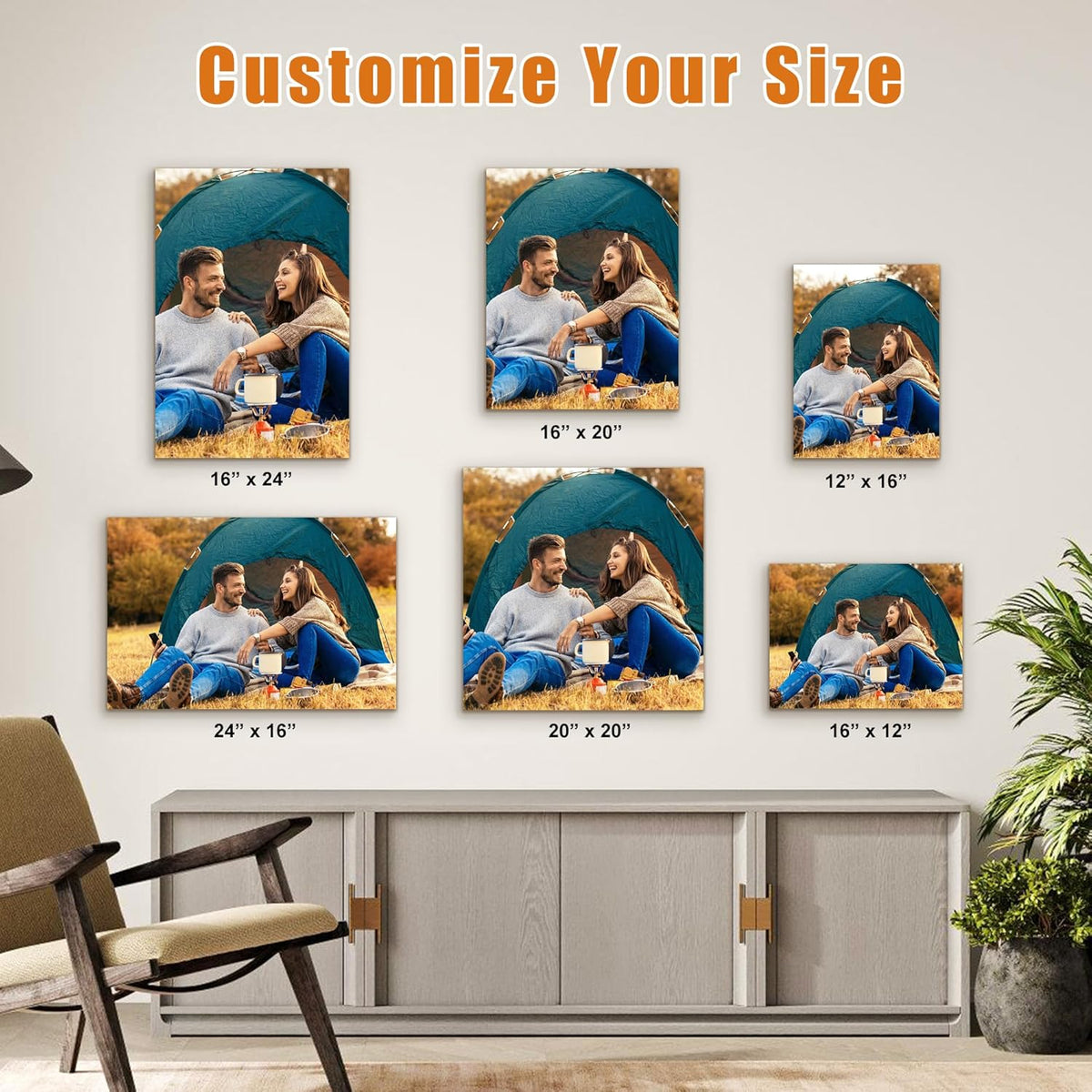 Custom Canvas Prints with Your Photos- Personalized Printing Pictures, Framed Wall Art for Living Room Custom Gift With The Family, Pet, Lovers Picture 6 x 8 inche