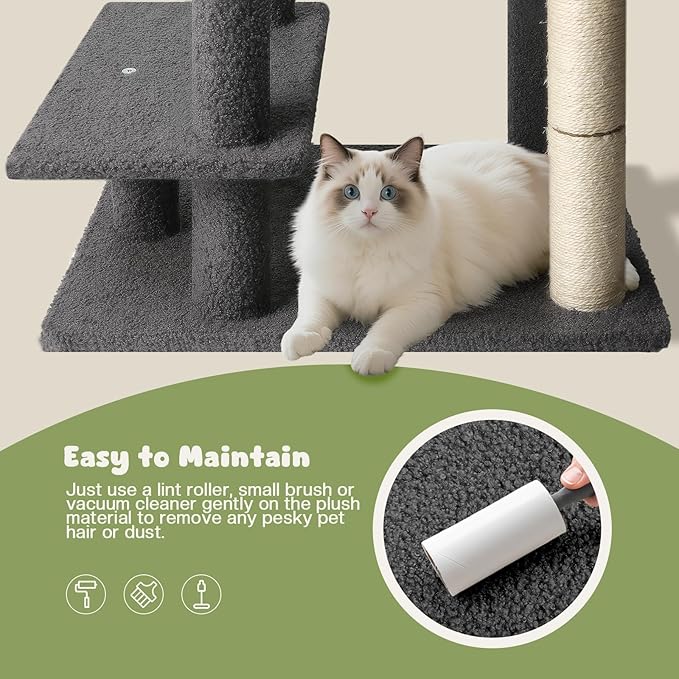 4-Step Pet Steps for Cats/Dogs, Cat Stairs with Sisal Scratching Post, Cat Steps for Older Cats with Enlarge Perch, Pet Stairs for High Bed and Couch, Gray