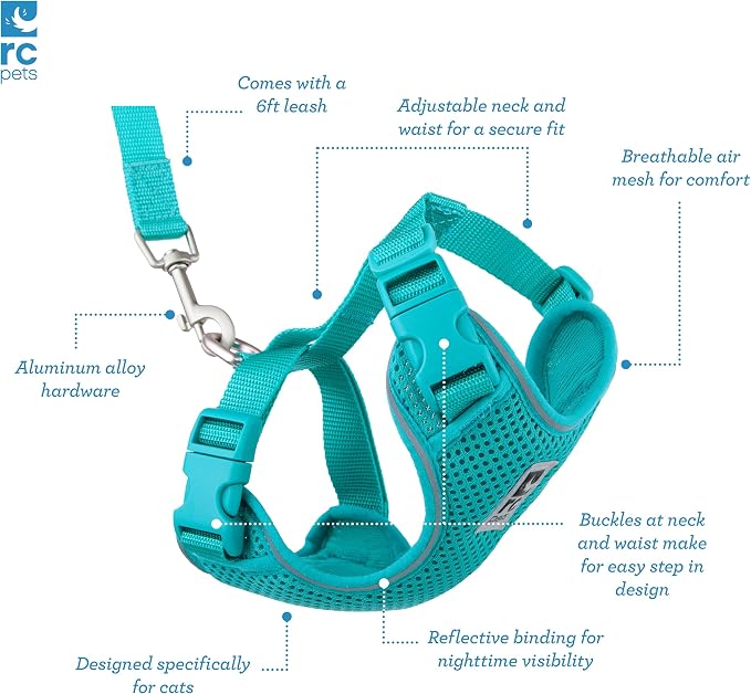RC Pets Adventure Kitty Cat Harness | Adjustable Airmesh Vest with D-Ring and 6ft Leash for Walking and Travel |Splatter, Small