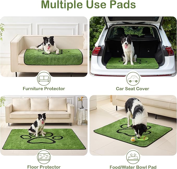 Reusable Dog Pee Pads, Washable Puppy Pads, Leak-Proof 18"x24" 2 Pack | Super Absorbent And Non-Slip Potty Training Pads, Soft Paw Print Plush Design, Ideal For Crates, Couch, Car Seats & Pet Beds