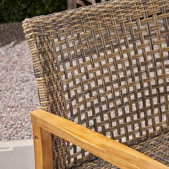 Christopher Knight Home Marcia Outdoor Wood Sofa, Wicker, 75.50 x 31.00 x 31.50, Gray, Natural Stained Finish