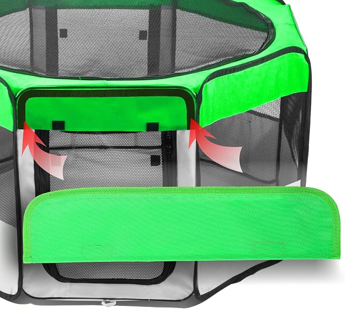 Pawer 45”×24” Pet Playpen Personalize Embroidery Piece, Bright Green Color