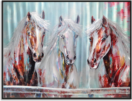 Yihui Arts Modern Contemporary 3D Aluminum Horse Metal Wall Art Sculpture for Home Decor