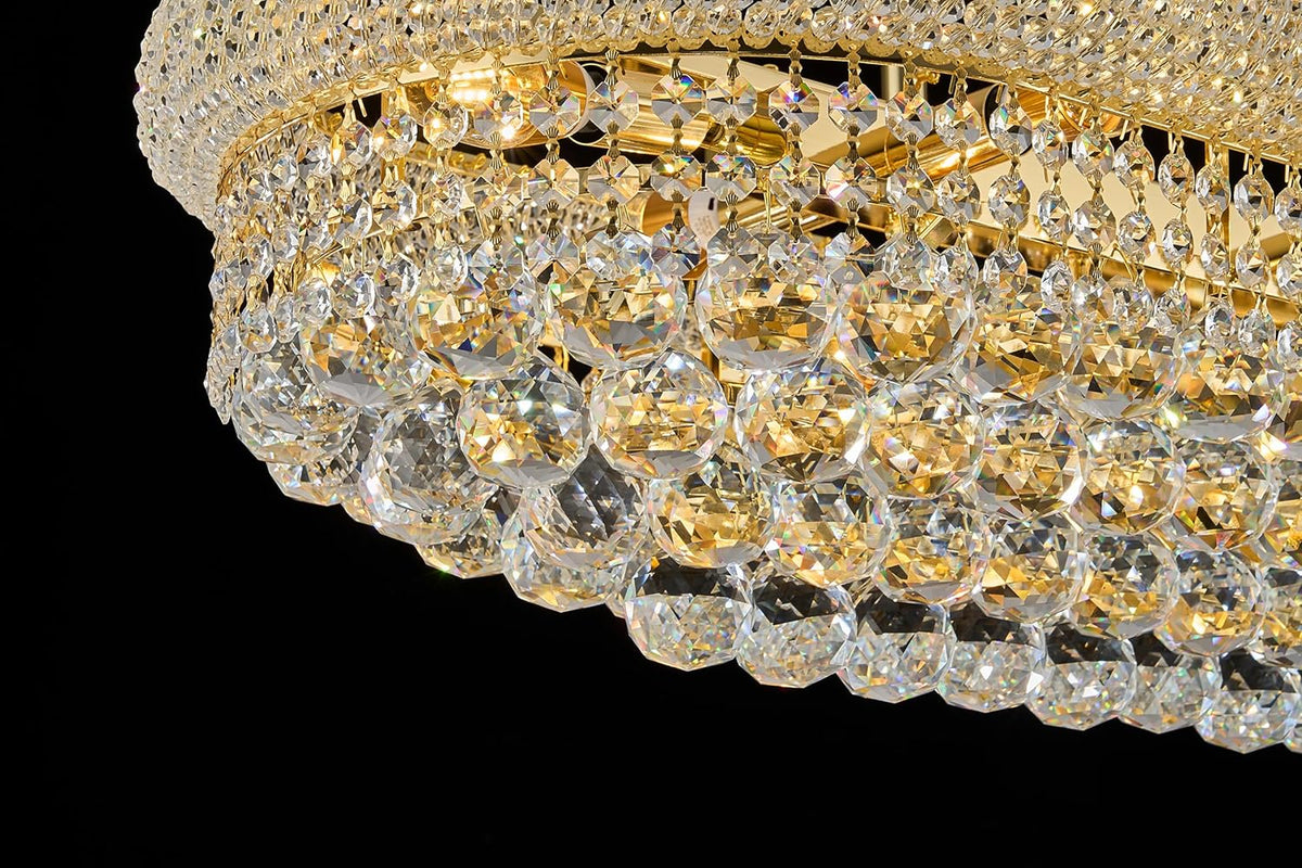 Rectangular Crystal Chandeliers for Dining Room,10 Lights Adjustable Height Oval Crystal Ceiling Light Fixture for Kitchen Island, Gold Finish, L36''