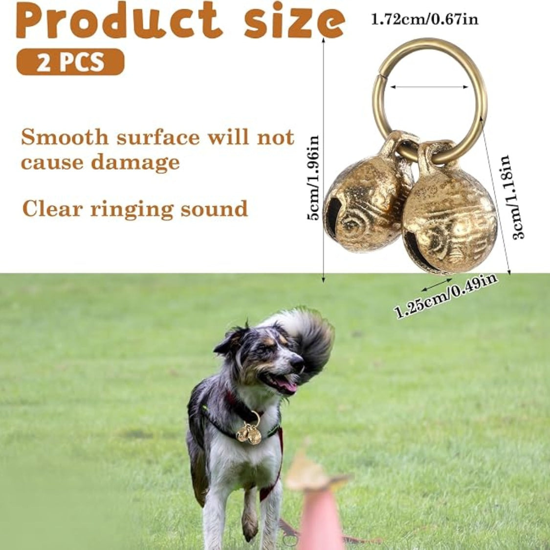 Copper Bell For Dog Collar, 4 PCS Brass Dog Bells Extra Loud Collar Bell For Pet Tracking Anti Lost Training Pets Pendant Accessories Anti Theft Bells For Little Dogs