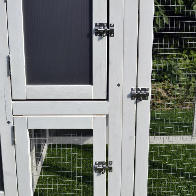 Chicken Coop Wooden Chicken House Rabbit Hutch Poultry Cage Hen Pen PC Roof With Run Box