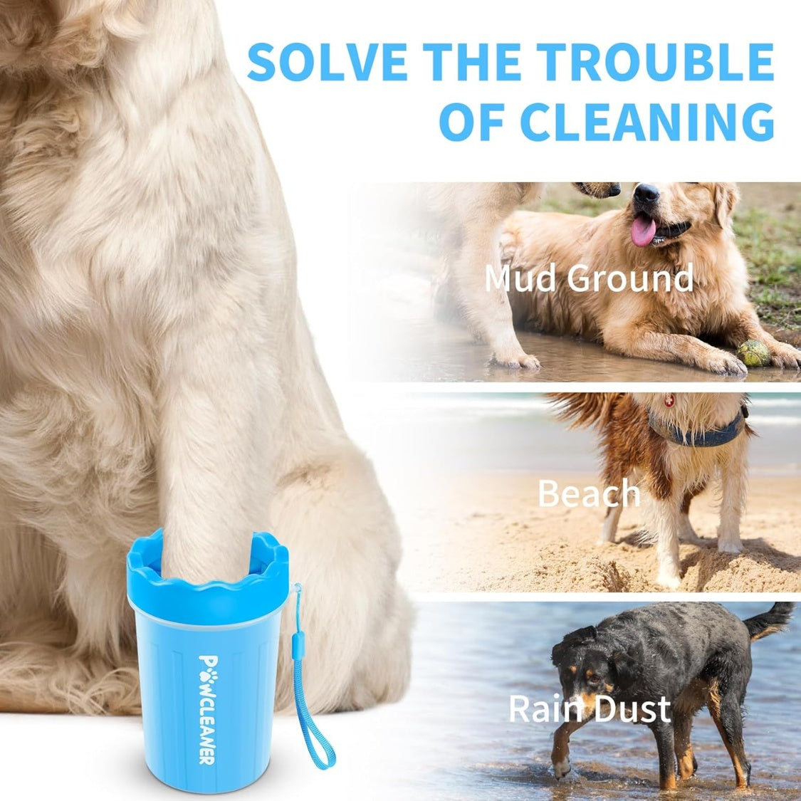 Professional 7 In 1 Dog Paw Cleaner For Dogs & Cats Includes 1 Portable Paw Washer 1 Bath Brush 2 Dog Toothbrushes And 3 Absorbent Towels Note Fits Paws 1.5 To 2.5 Inches Wide