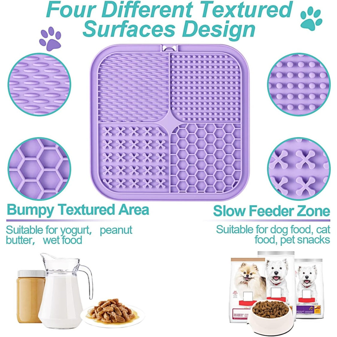 Lick Mat For Dogs Cats 2 Pack, Slow Feeder Licking Pad With Suction Cups For For Anxiety Relief And Boredom Reducer, Perfect For Bathing Grooming