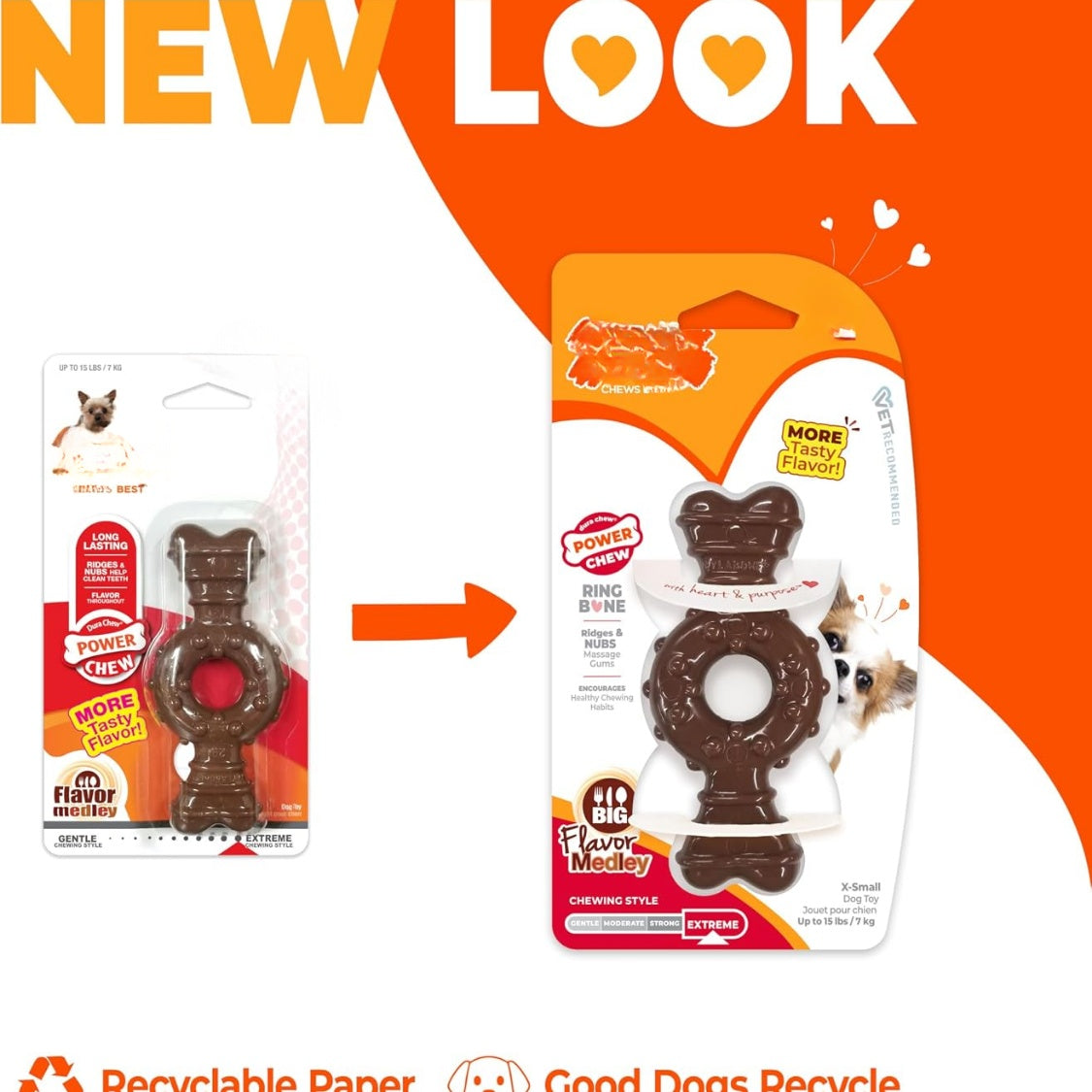 Power Chew Ring Bone Dog Toy Flavor Medley, XSmall Durable Chew Toy For Aggressive Chewers