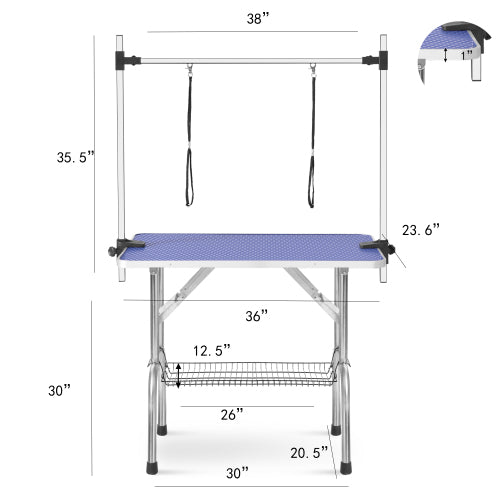 36 Inch Folding Dog Pet Grooming Table Heavy Duty Stainless Steel Pet Dog Cat Grooming Table