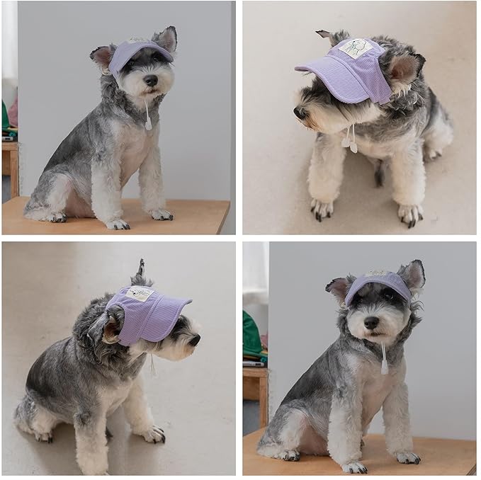 Pet Dog Baseball Cap, Cat Hat, Cat Dog Sun Cap with Ear Holes, Adjustable Puppy Outdoor Sun Hat (Purple, X-Small)