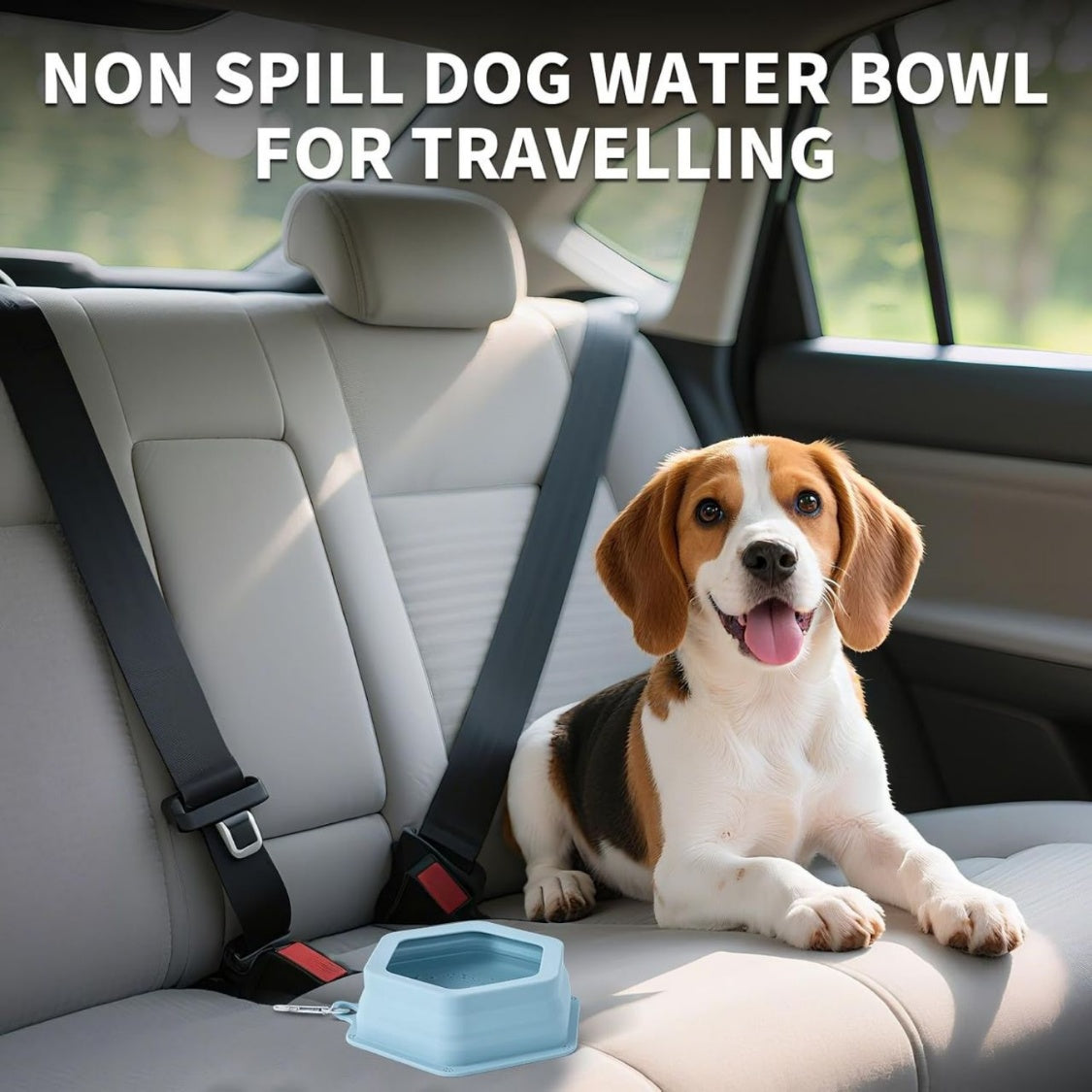 No Splash Dog Travel Bowls For Cars, Spill Proof Collapsible Dogs Water And Food Feeder Dispenser Integrated Molding Portable Cat Dish For Pet Vehicle Road