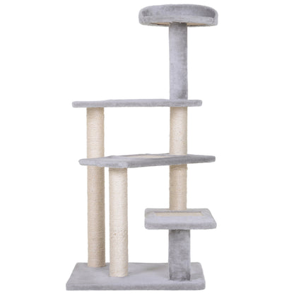40" 5-Level Revolving Stair Cat Tree Scratcher Climbing Activity Tower with Play Center and Resting Perch - Gray