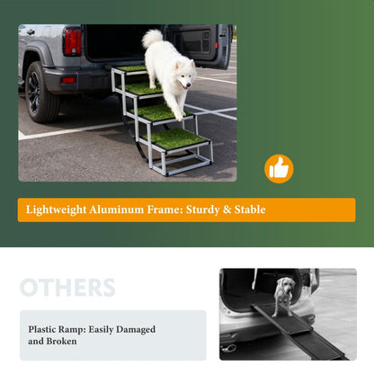 Foldable Dog Ramp For Cars, SUVs, Trucks, Portable Pet Dog Stairs For Large Dogs With Non-Slip Surface  Reinforced Design, Lightweight Yet Sturdy Supports Up To 250lbs