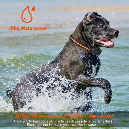 1Pc 984FT Dog Training Collar IP65 Waterproof Pet Beep Vibration Electric Shock Collar 3 Channels Rechargeable Transmitter Receiver Trainer With Recording Safety Keypad Lock
