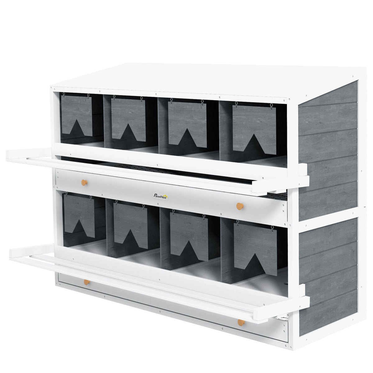 Chicken Nesting Box, 8 Compartment Wood Laying Boxes for Chicken Coop with Egg Collection Trays Perches for 16-32 Hens