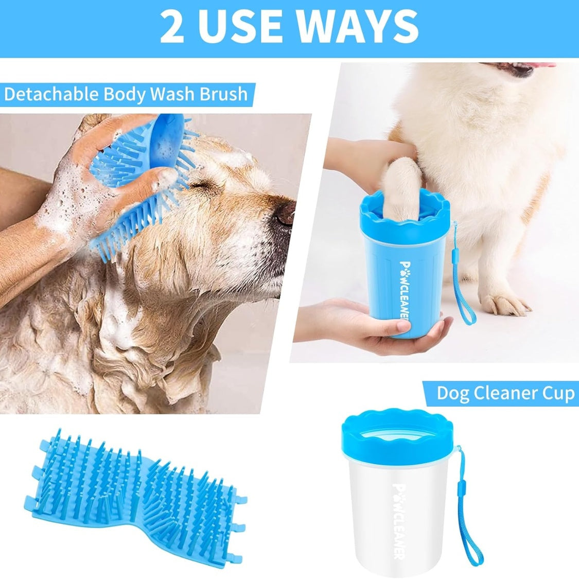 Professional 7 In 1 Dog Paw Cleaner For Dogs & Cats  Includes 1 Portable Paw Washer 1 Bath Brush 2 Dog Toothbrushes And 3 Absorbent Towels Note Fits Paws 1.5 To 2.5 Inches Wide