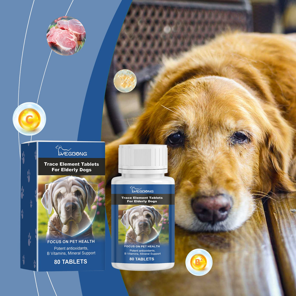 Trace Element Tablets For Senior Dogs Multimineral Supplement For Elderly Canines, Supports Bone Health, Skin Coat & Digestion