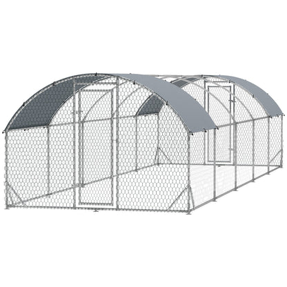 Large Metal Chicken Coop with Waterproof and Anti-UV Cover for Yard, Outdoor, Duck, Rabbit, 9.2 x 31.2 x 6.5