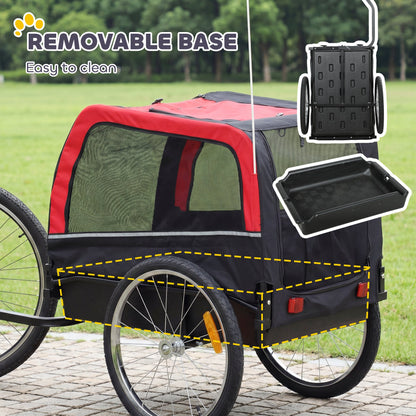 Dog Bike Trailer, Pet Cart Bicycle Carrier with 20" Air Tires, Quick-Release Wheels, Reflectors, Flag