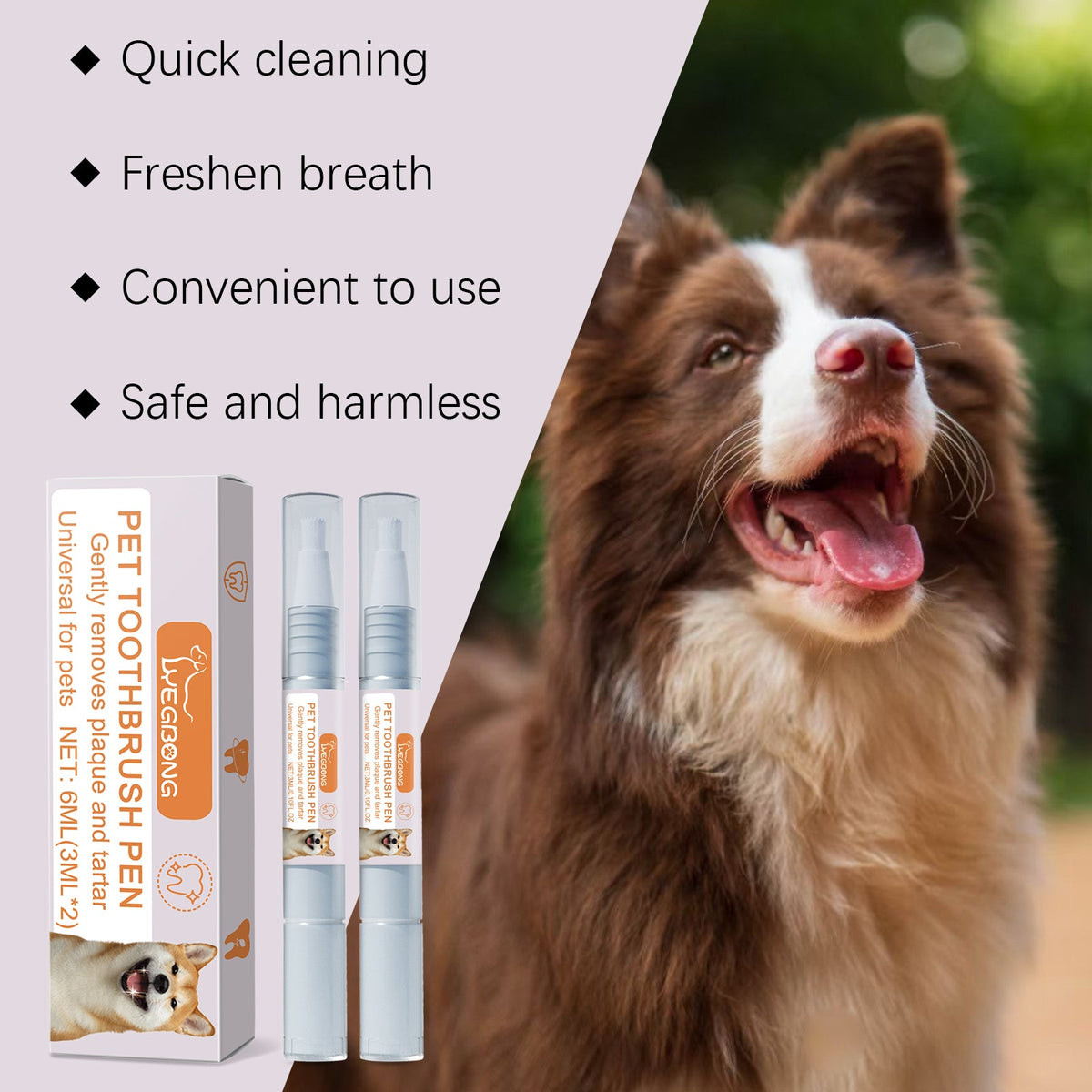 Pet Dental Toothbrush Pen 2Pack  Dog Cat Plaque Tartar Remover, Freshen Breath & Soothe Gums