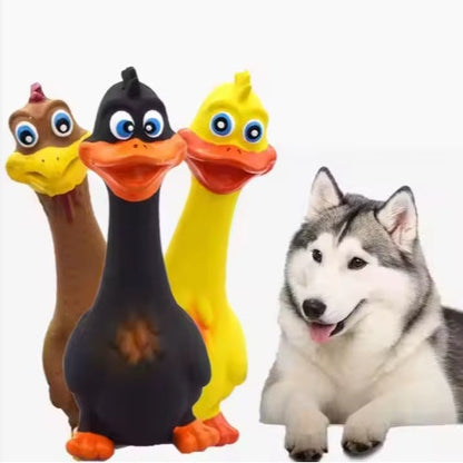 US LOCAL STOCK Hiphoppet New Latex Interactive Dog Chew Toys Cute Duck Shape Squeaky Pet Dog Interactive Boredom Buster Toys