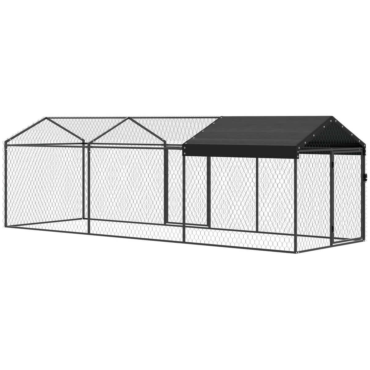 Large Metal Chicken Coop, Chicken Run with Waterproof & Anti-UV Cover for 3-5 Poultry, Outdoor Poultry Cage Rabbit Hutch