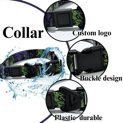 UV Printing Camouflage Embossed Pet Leash Set Is A Perfect Combination Of Style And Functionality Specially Designed For Pets' Outdoor Activities. Every Detail From Craftsmanship To Material Selection