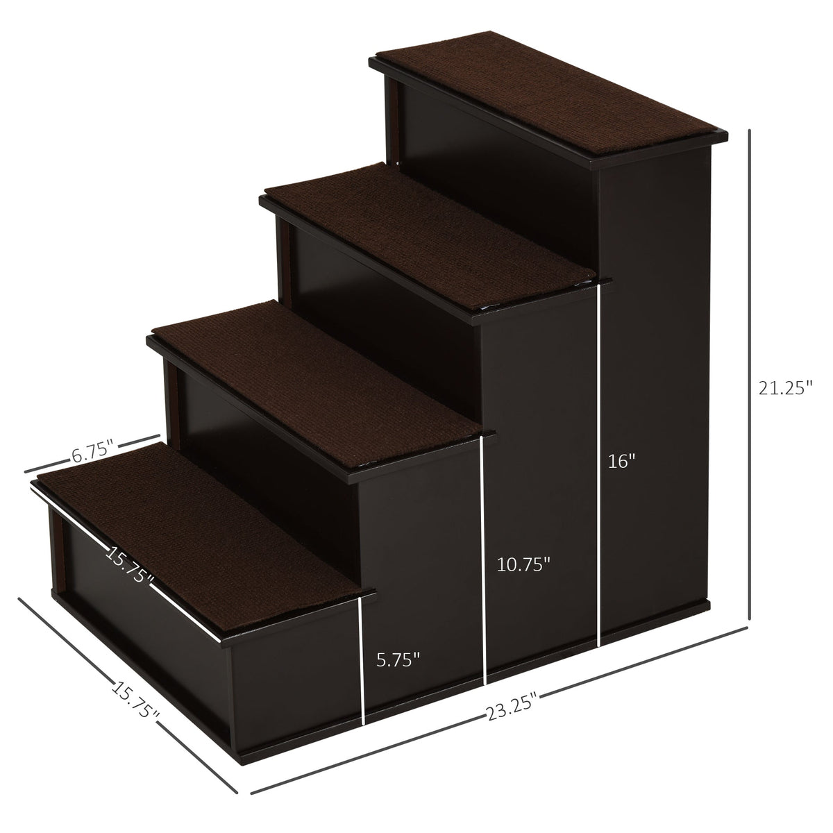 Pet Stairs, Small Pet Steps with Cushioned Removable Covering for Dogs and Cats Up To 22 lbs, Brown